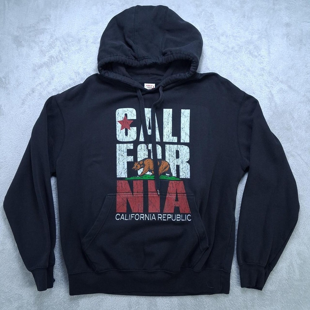 Dimco Apparel Mens Medium California Republic Bear Black Graphic Pullover Hoodie